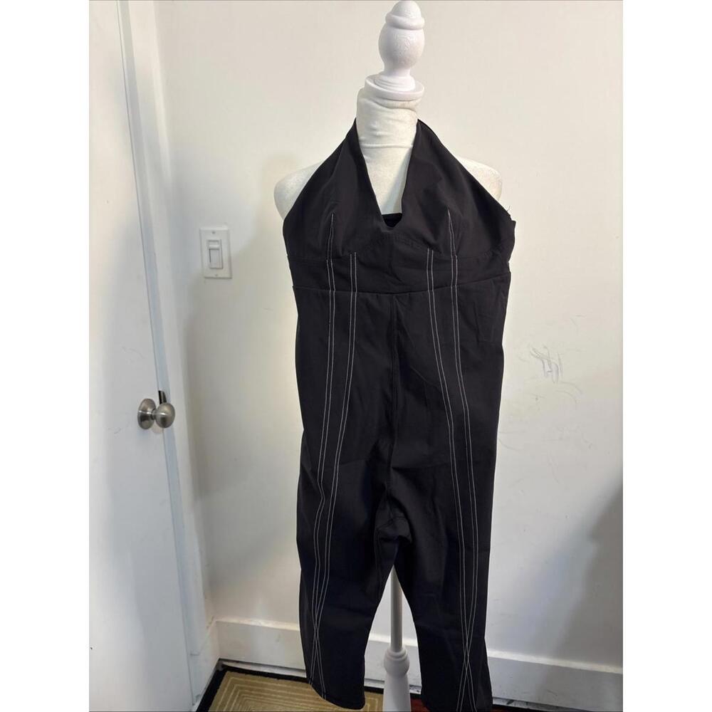 New Carbon 38 Contrasting Stitching Jumpsuit Blk Medium